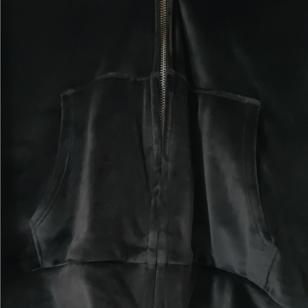 Victoria's Secret Embroidered Velour Black Zip-Up Cropped Jacket Size Large - Picture 5 of 7